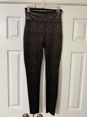 Spanx High-Waist Metallic Black Leggings size medium